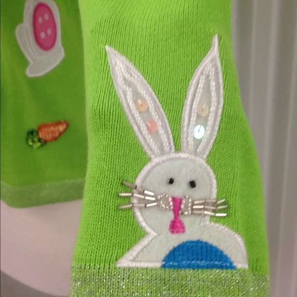 Sweater A V Neck Cardigan with Easter Bunnies - Picture 5 of 5